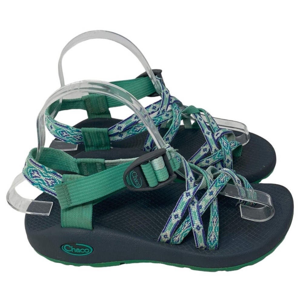 Chaco Women's Green and Teal Patterned Strappy Sandals